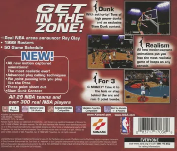 NBA in the Zone 99 (US) box cover back